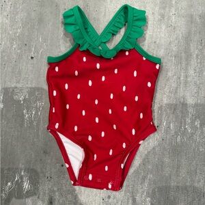 Old Navy Red and Green Kids Swim One Piece